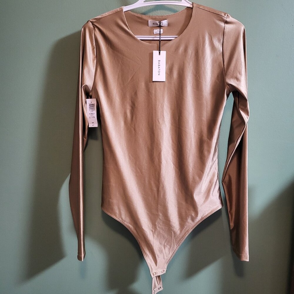 Babaton bodysuit - long sleeve satinette crew neck